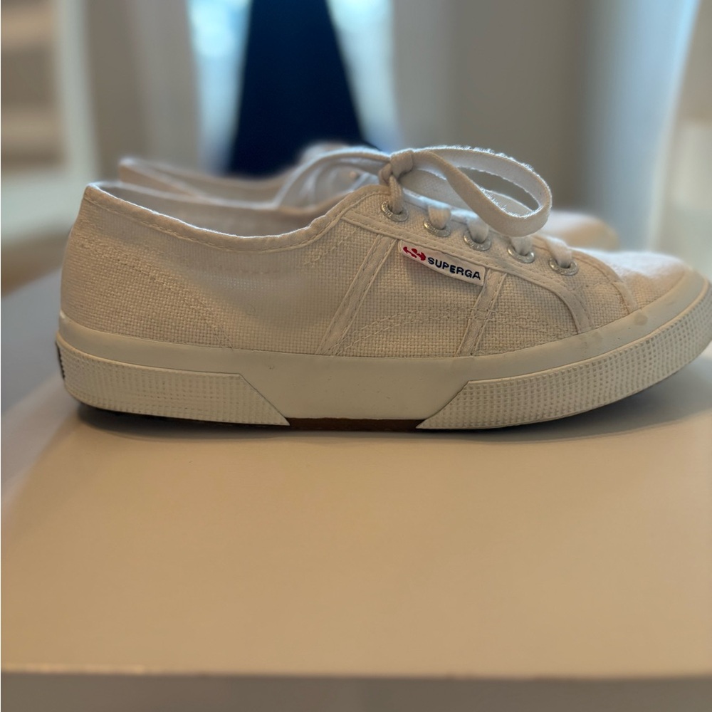 Superga Off-White Canvas Lace-Up Sneakers
